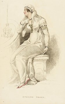 Fashion Plate (Evening Dress), 1809. Creator: Rudolph Ackermann.