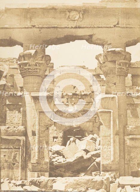 Temple de Kalabcheh - Entre colonnement médial du Pronaos, April 8, 1850. Creator: Maxime du Camp.