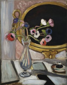 Anemones in front of the black mirror, 1919. Creator: Matisse, Henri (1869-1954).