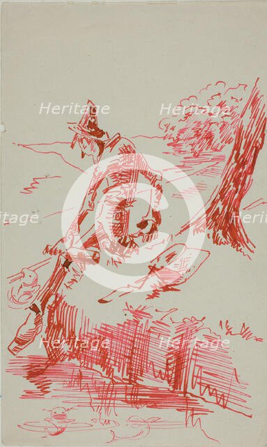 Man Fishing and Holding Bottle, n.d. Creator: Anders Leonard Zorn.