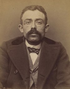 Colombet. Frédéric. 28 ans, né à Prigonnieux (Dordogne). Employé de commerce. Anarchiste. ..., 1894. Creator: Alphonse Bertillon.