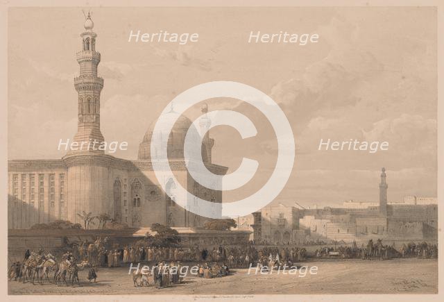 Egypt and Nubia: Volume III - No. 38, Mosque of Sultan Hassan from the Great Square..., 1838. Creator: Louis Haghe (British, 1806-1885).