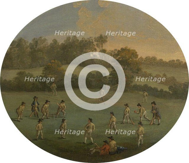 A Game of Cricket (The Royal Academy Club in Marylebone Fields, now Regent's Park), between 1790 and Creator: Unknown.