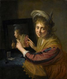 Girl at the Mirror, 1632. Creator: Paulus Moreelse.