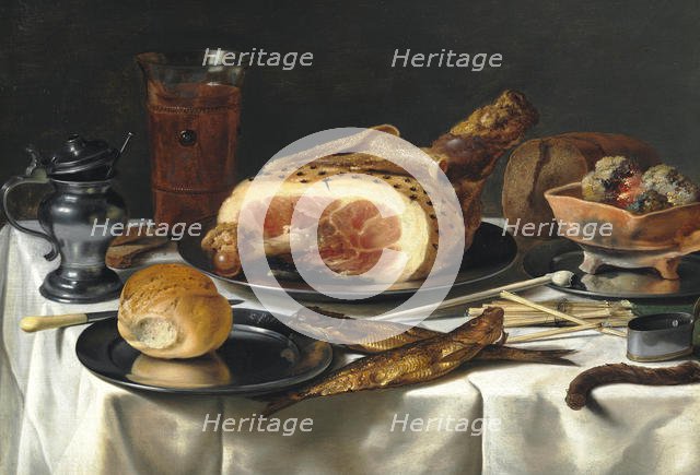 Still Life with Ham, 1625. Creator: Claesz, Pieter (c. 1597-1660).