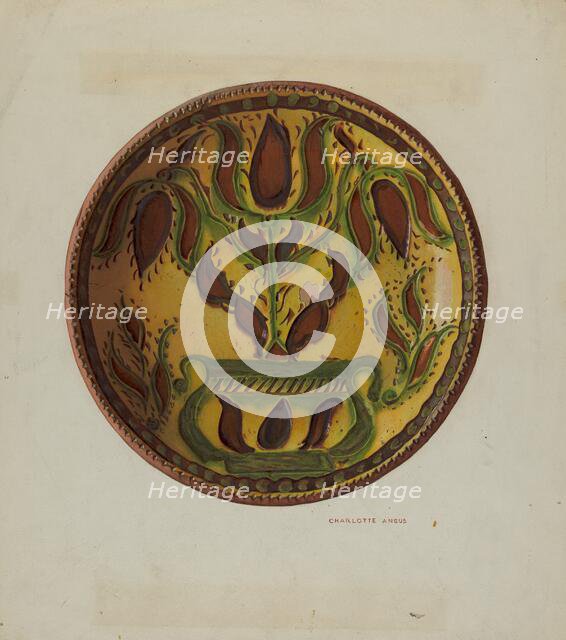 Pa. German Plate, c. 1938. Creator: Charlotte Angus.