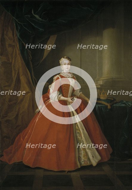 Portrait of the Princess Maria Amalia of Saxony (1724–1760) in Polish costume, 1738. Artist: Silvestre, Louis de (1675-1760)