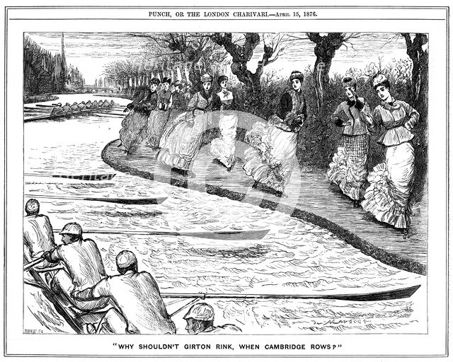 'Why Shouldn't Girton Rink, When Cambridge Rows?', 1876.  Creator: George du Maurier.