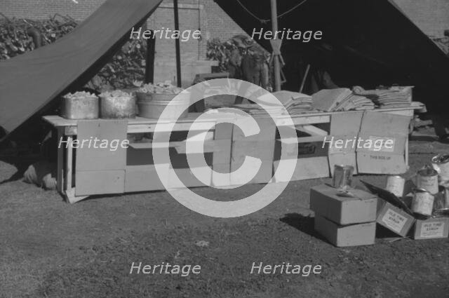 Possibly: Flood refugee encampment at Forrest City, Arkansas, ca. 1937. Creator: Walker Evans.