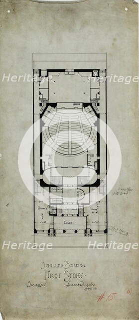 Schiller Building Rental Plans, Chicago, Illinois, Plan, c. 1891-1893. Creator: Adler & Sullivan.