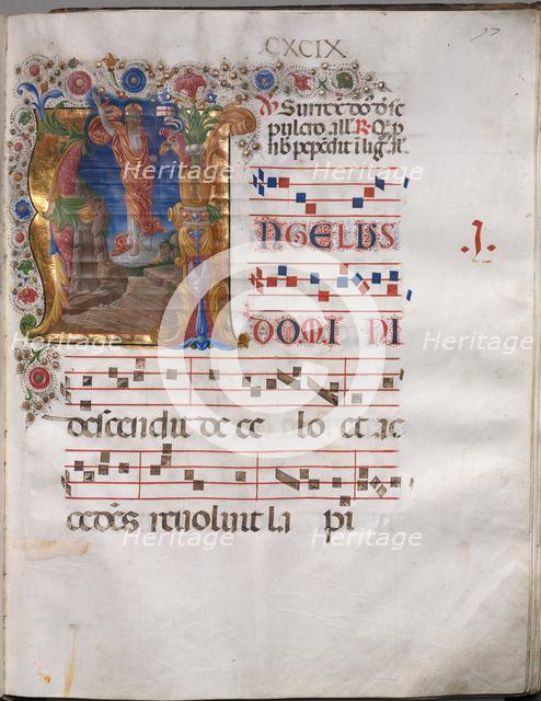 Antiphonary: Initial A, Resurrection, c. 1470-1480. Creator: Girolamo da Cremona (Italian), follower of.