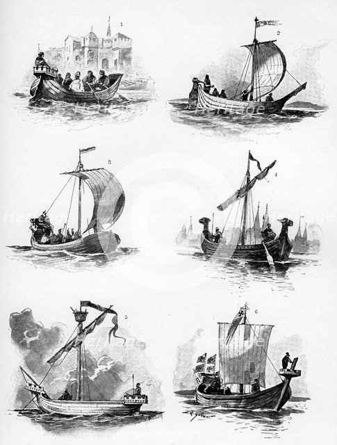 Ships of the Hanseatic League of the 14th and 15th century, (1903). Creator: Willy Stower.