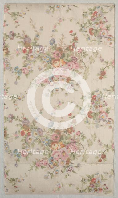 Printed Silk with Flower Design, late 1800s. Creator: Unknown.