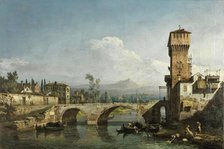 Capriccio with a River and Bridge, 1745. Creator: Bernardo Bellotto.