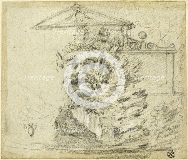 Il Mascherone,' a Rocaille Fountain on the Grounds of the Villa Borghese, c. 1754. Creator: Richard Wilson.