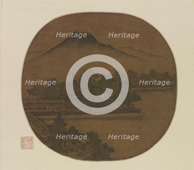 Strolling to a Lakeside Gazebo, 13th century. Creator: Unknown.