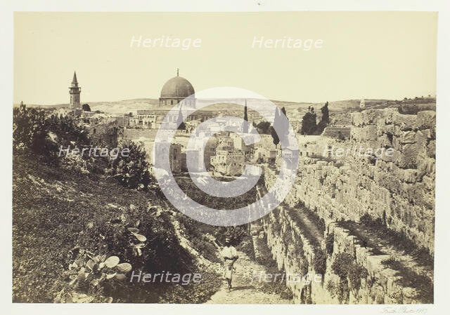 City Wall and Mosque of Omar, Jerusalem, 1857. Creator: Francis Frith.