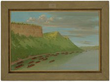 Father Hennepin and Companions Passing Lover's Leap. April 1680, 1847/1848. Creator: George Catlin.