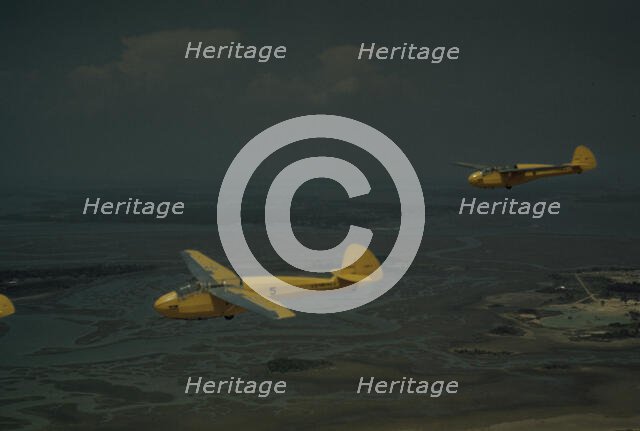 Marine Corps gliders in flight out of Parris Island, S.C., 1942. Creator: Alfred T Palmer.