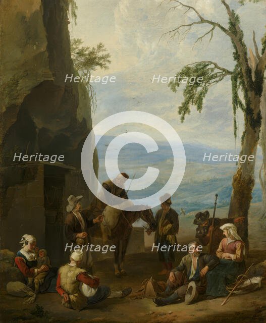 Italian Landscape with Resting Peasants, c1642-1674. Creator: Johannes Lingelbach.
