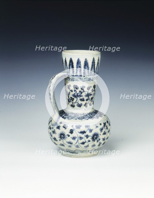 Blue and white rose-water container, Ming dynasty, China, c1490-1500. Artist: Unknown