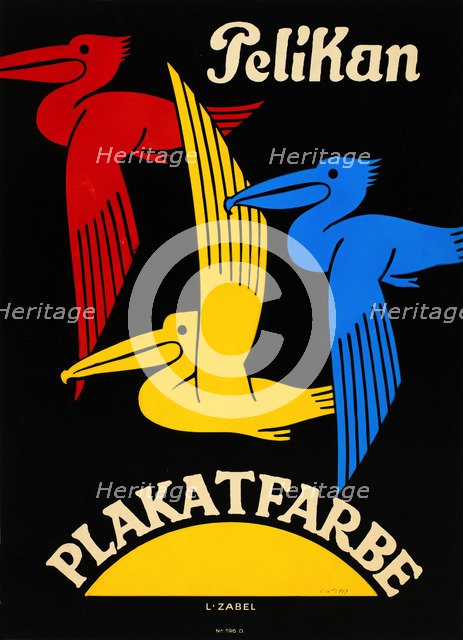 Pelican poster color, 1920-1925. Creator: Zabel, Lucian (1893-1936).