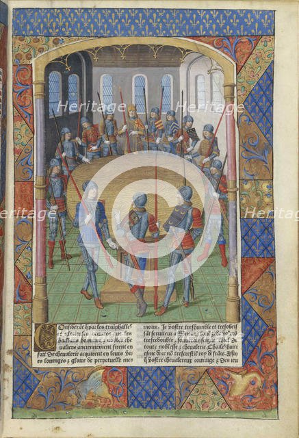 Lancelot du Lac. Le roi Arthur et les chevaliers de la Table ronde, 1494. Creator: Master of Jacques de Besançon (active 1480-1510).
