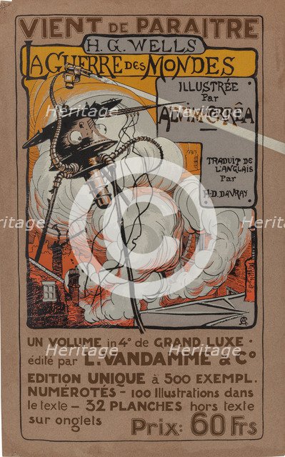 Poster to the special edition of The War of Worlds by H. G. Wells, 1906.