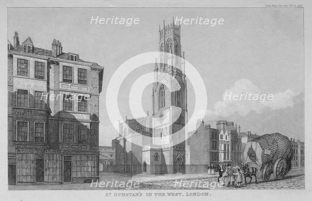 Church of St Dunstan in the West, Fleet Street, City of London, 1832. Artist: Anon