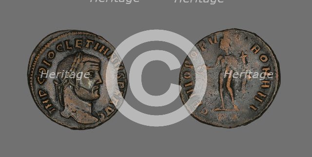 Follis (Coin) Portraying Emperor Diocletian, 284-305. Creator: Unknown.