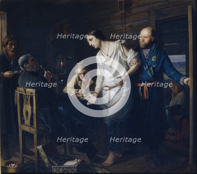 Commissary of Rural Police Investigating, 1857. Artist: Perov, Vasili Grigoryevich (1834-1882)