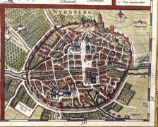 Nuremberg, colored engraving from the book 'Le Theatre du monde' or 'Nouvel Atlas', 1645, created…