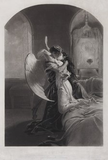 Tamara and Demon. Illustration to the poem The Demon by Mikhail Lermontov, c. 1880. Artist: Zichy, Mihály (1827-1906)