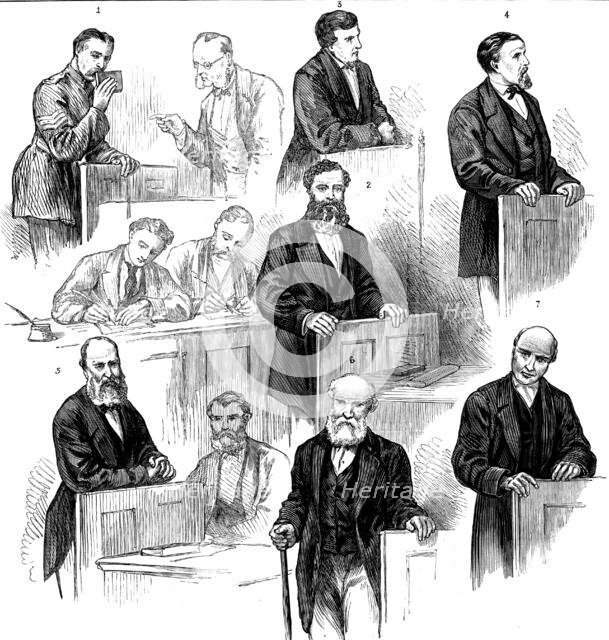 Trial of the Tichborne Claimant: witnesses for the defence, 1873. Creator: Unknown.