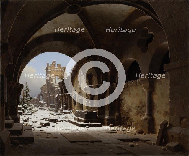 Church Ruin in Winter, 1848. Creator: Carl Hasenpflug.