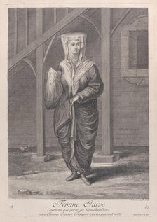 Femme Juive, Courtiere qui porte ses Marchandises aux Juenes Dames Turques qui ne peuve..., 1714-15. Creator: Unknown.