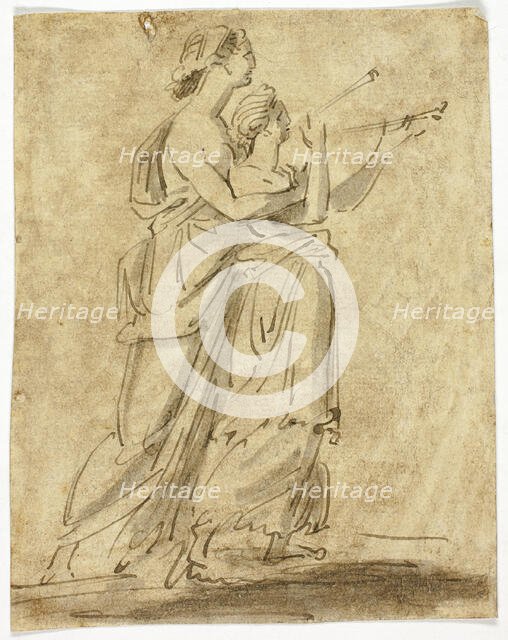 Two Classical Female Figures, n.d. Creator: Unknown.