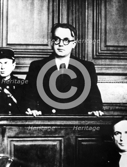 Trial of the French pro-Nazi author Robert Brasillach, Paris, 1945. Artist: Unknown