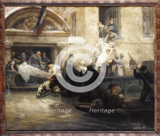 Sauvetage des malades de l'hôpital de la charité, durant l'inondation de 1910, 1910. Creator: A Boulanger.