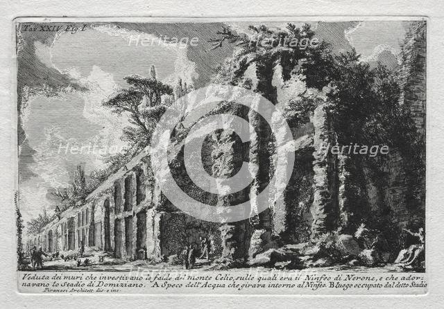 Veduta dei muri che investivano le falde del Monte Celio. Creator: Giovanni Battista Piranesi (Italian, 1720-1778).