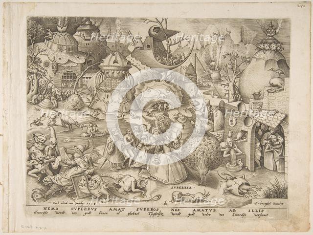 Pride (Superbia) from The Seven Deadly Sins, 1558. Creator: Pieter van der Heyden.