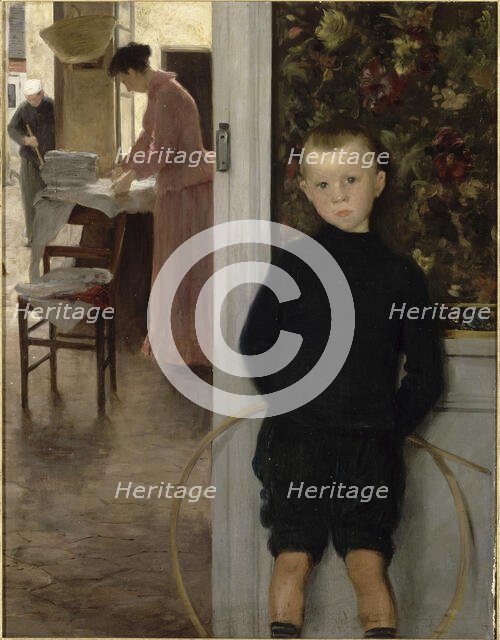 Enfant et femme dans un intérieur, c.1890. Creator: Mathey, Paul (1844-1929).