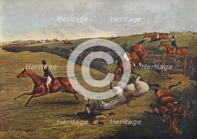 'Plate V: Grand Leicestershire Steeplechase, 1829', 1830, (1922). Artist: Charles Bentley.