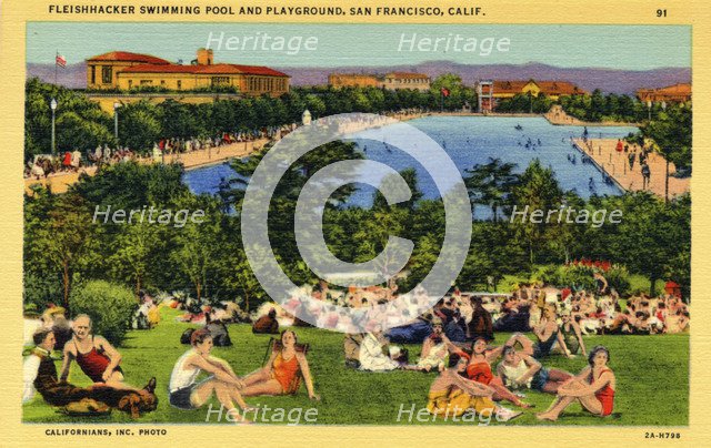 Fleishhacker Swimming Pool and Playground, San Francisco, California, USA, 1932. Artist: Unknown