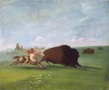 Buffalo Chase, a Single Death, 1832-1833. Creator: George Catlin.