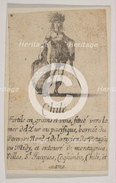 Chile, from 'Game of Geography' (Jeu de la Géographie), 1644. Creator: Stefano della Bella.