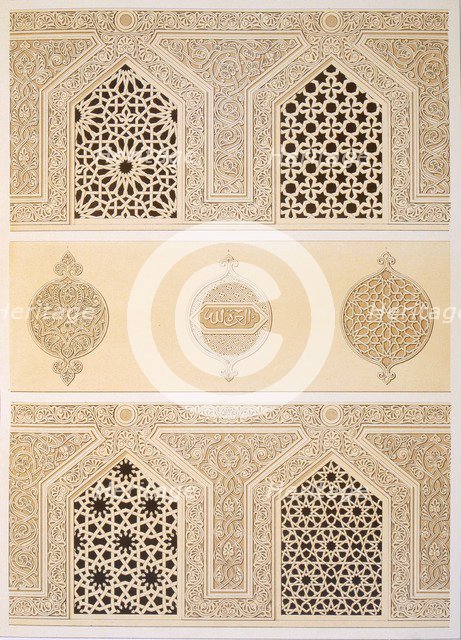 Tekih Cheik Hacen Sadaka, or the Funerary Mosque of Sultan Hassan, Cairo, pub. 1877. Creator: Emile Prisse d'Avennes (1807-79).