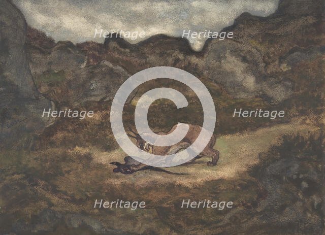 Caracal and Pheasant, 1810-75. Creator: Antoine-Louis Barye.