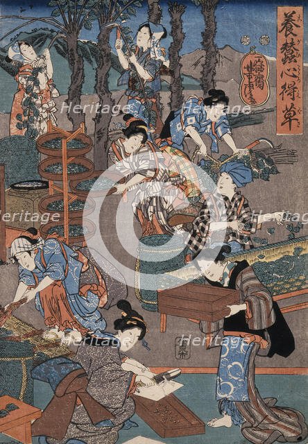 Notes on Sericulture, 19th century. Creator: Utagawa Yoshitora.