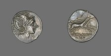 Denarius (Coin) Depicting the Goddess Roma, 109-108 BCE. Creator: Unknown.